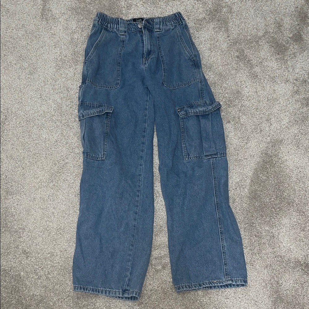 Simple Society Blue Cargo Boyfriend Jeans w/Pockets